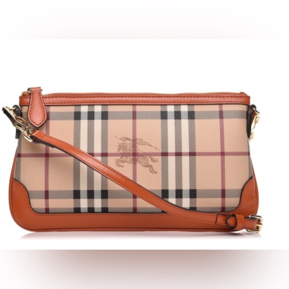 ⭐️Burberry Haymarket Check Small Peyton Crossbody Bag Burnt Amber—For Repair